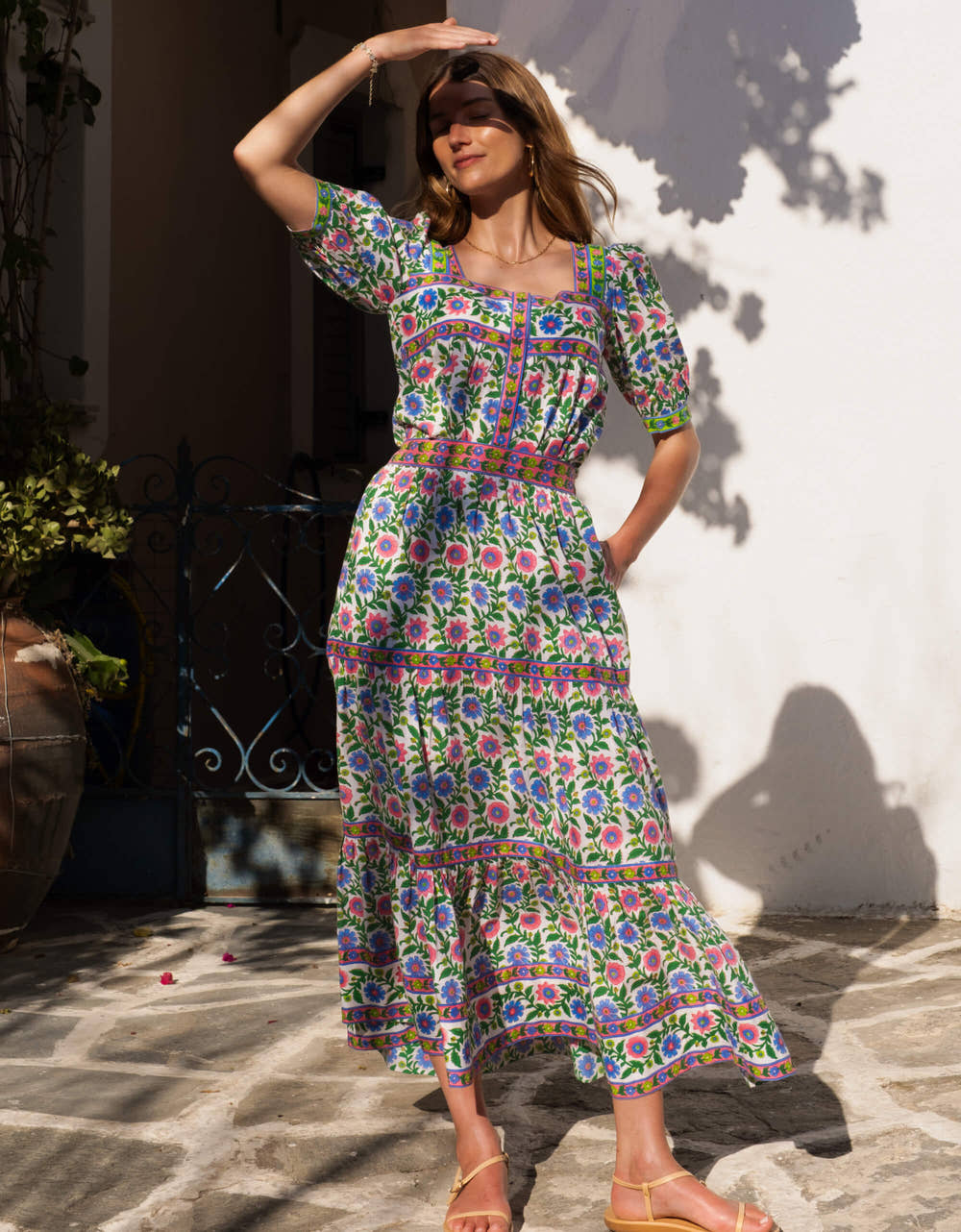 Pink City Prints Folk Border Fleur Skirt