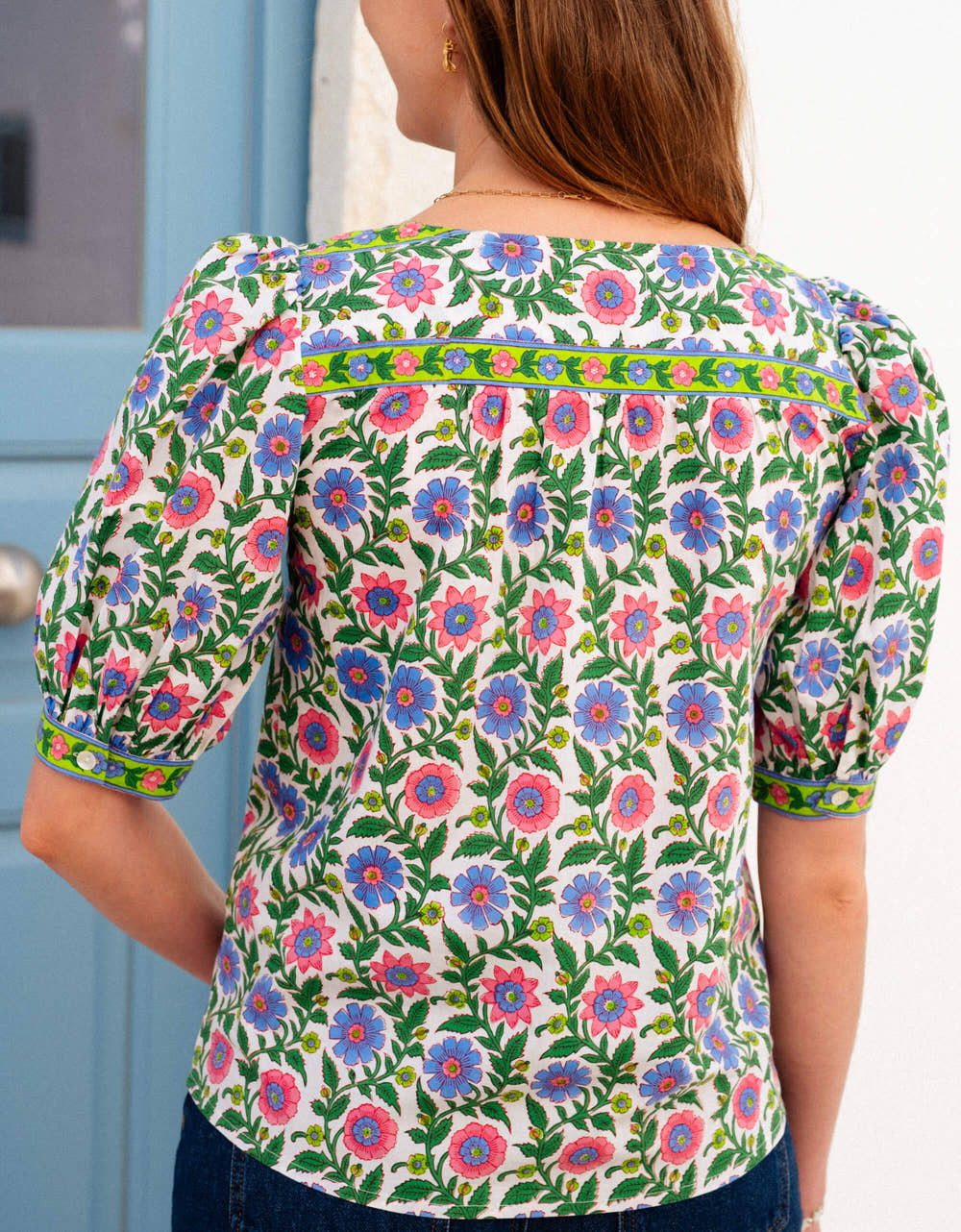 Pink City Prints Folk Border Lexi Top