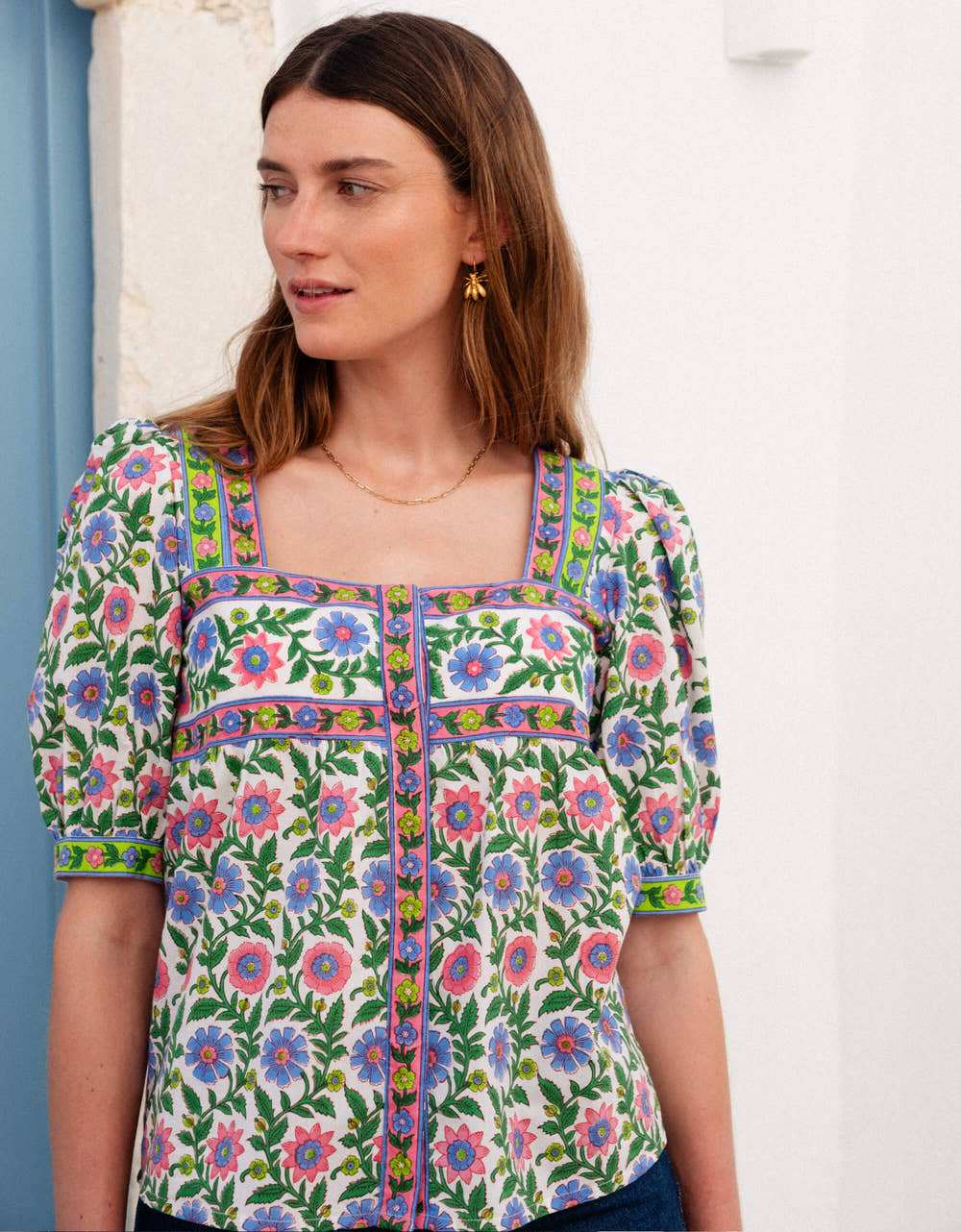 Pink City Prints Folk Border Lexi Top