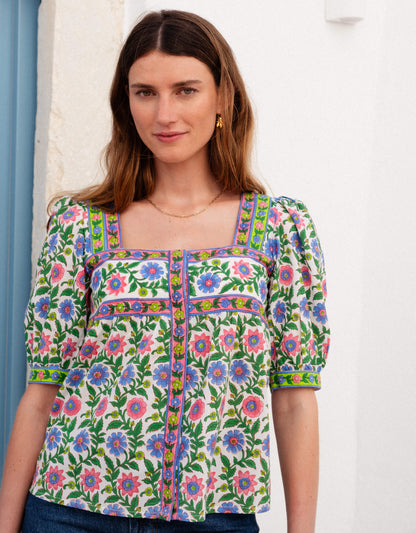 Pink City Prints Folk Border Lexi Top