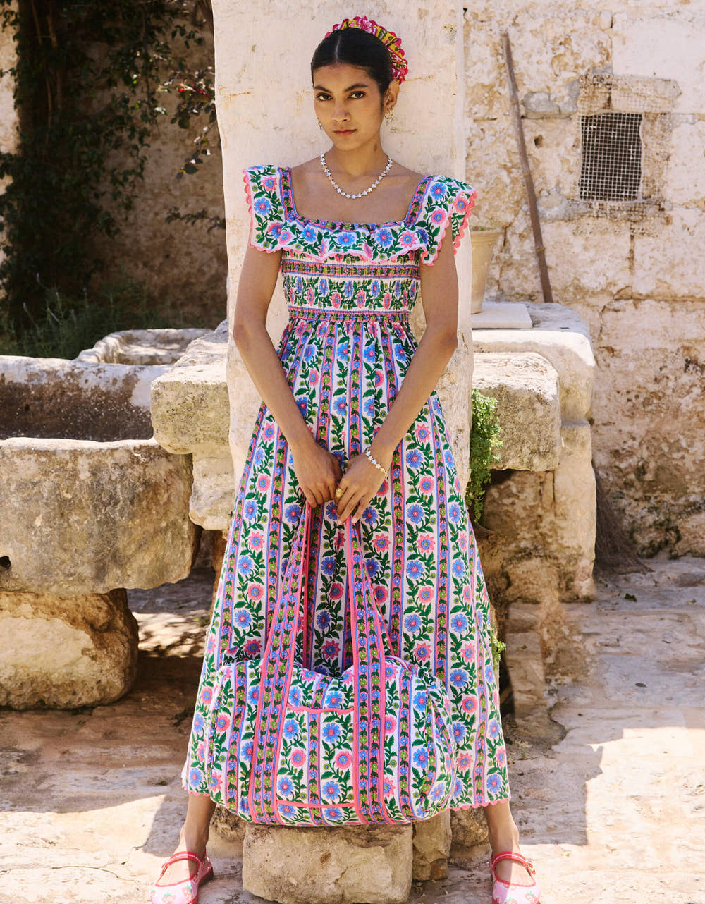 Pink City Prints Folk Border Weekend Bag