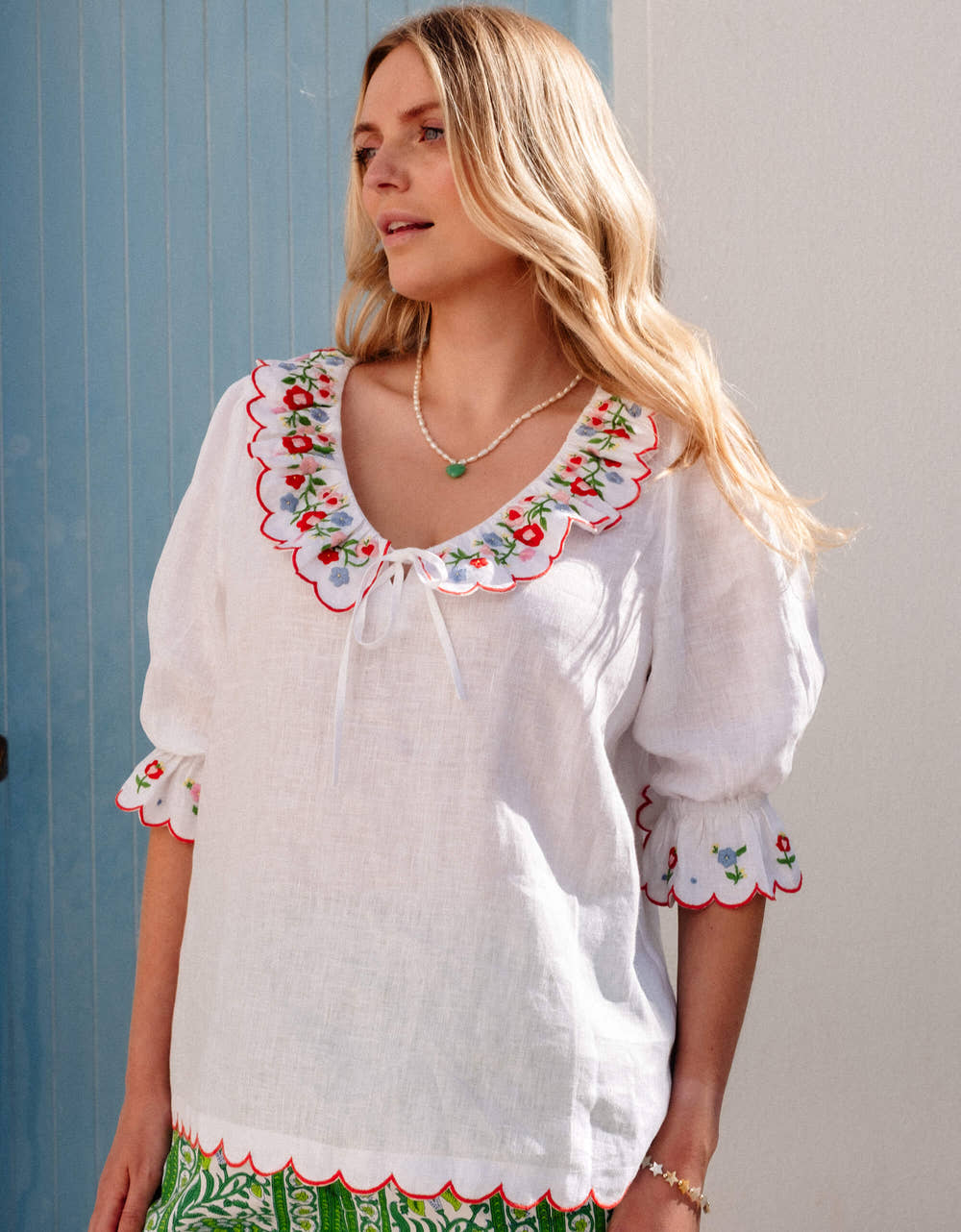 Pink City Prints Folk Scallop Ava Top