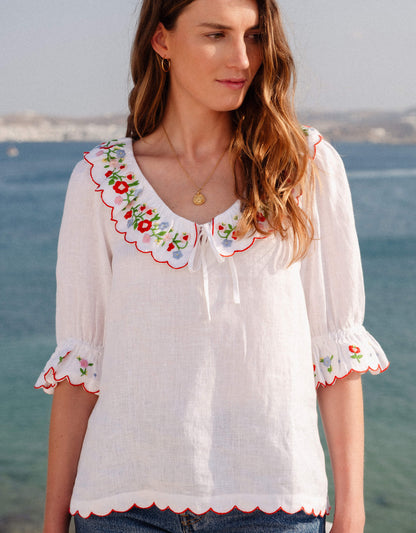 Pink City Prints Folk Scallop Ava Top