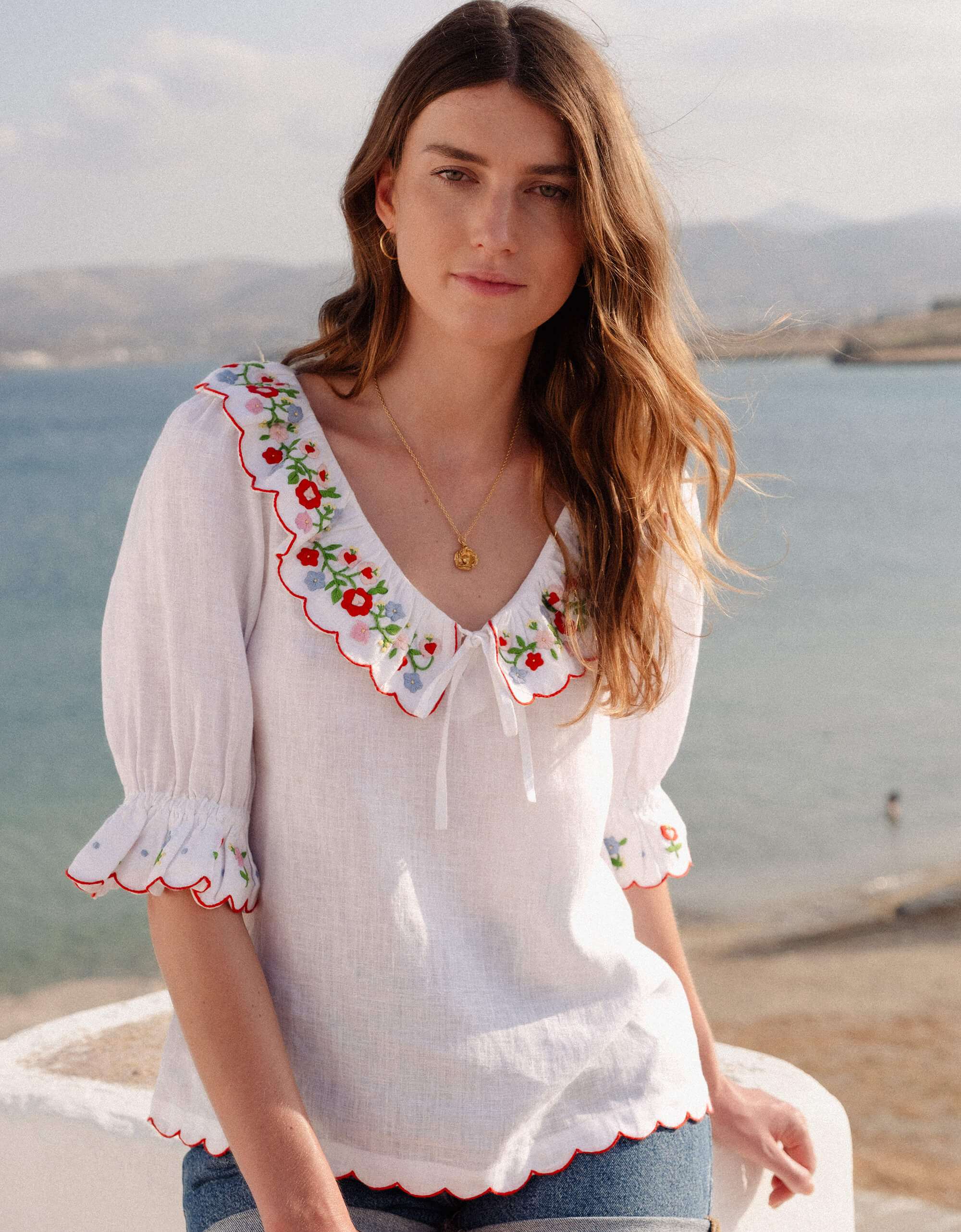 Pink City Prints Folk Scallop Ava Top