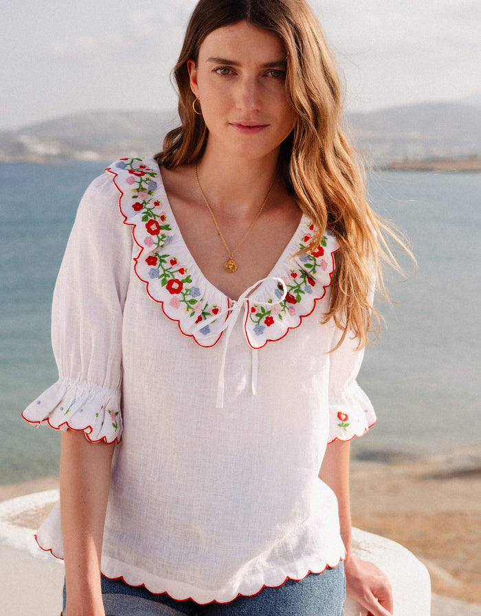 Pink City Prints Folk Scallop Ava Top