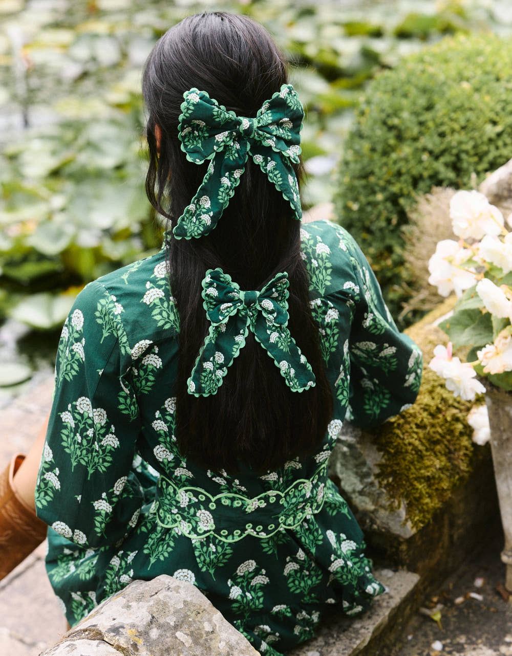 Pink City Prints Forest Buta Bow and Headband Set