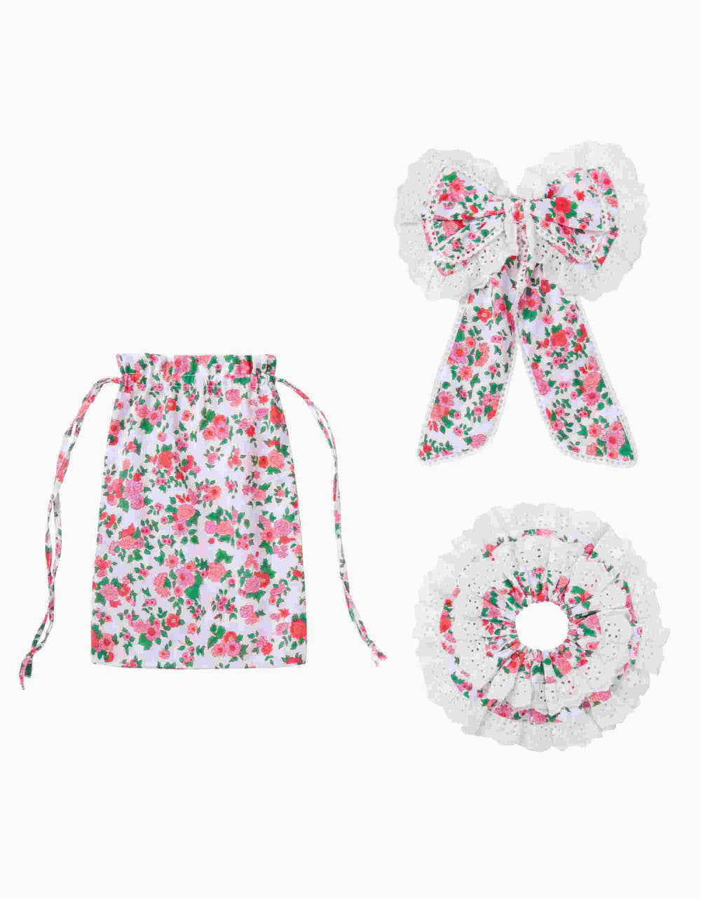 Pink City Prints French Ditsy Bow and Scrunchie Set