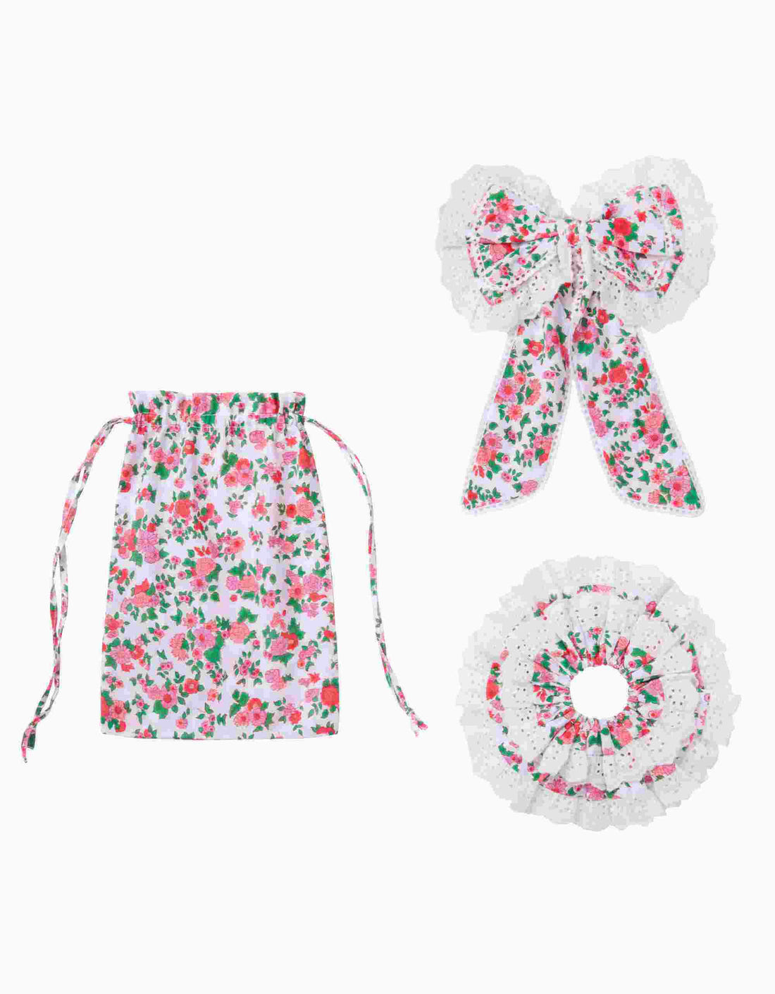 Pink City Prints French Ditsy Bow and Scrunchie Set