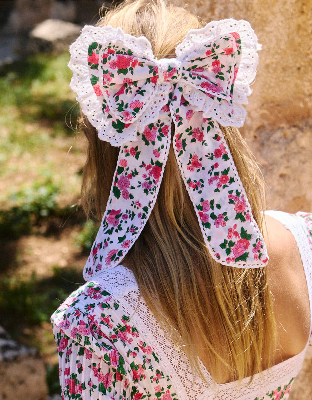 Pink City Prints French Ditsy Bow and Scrunchie Set