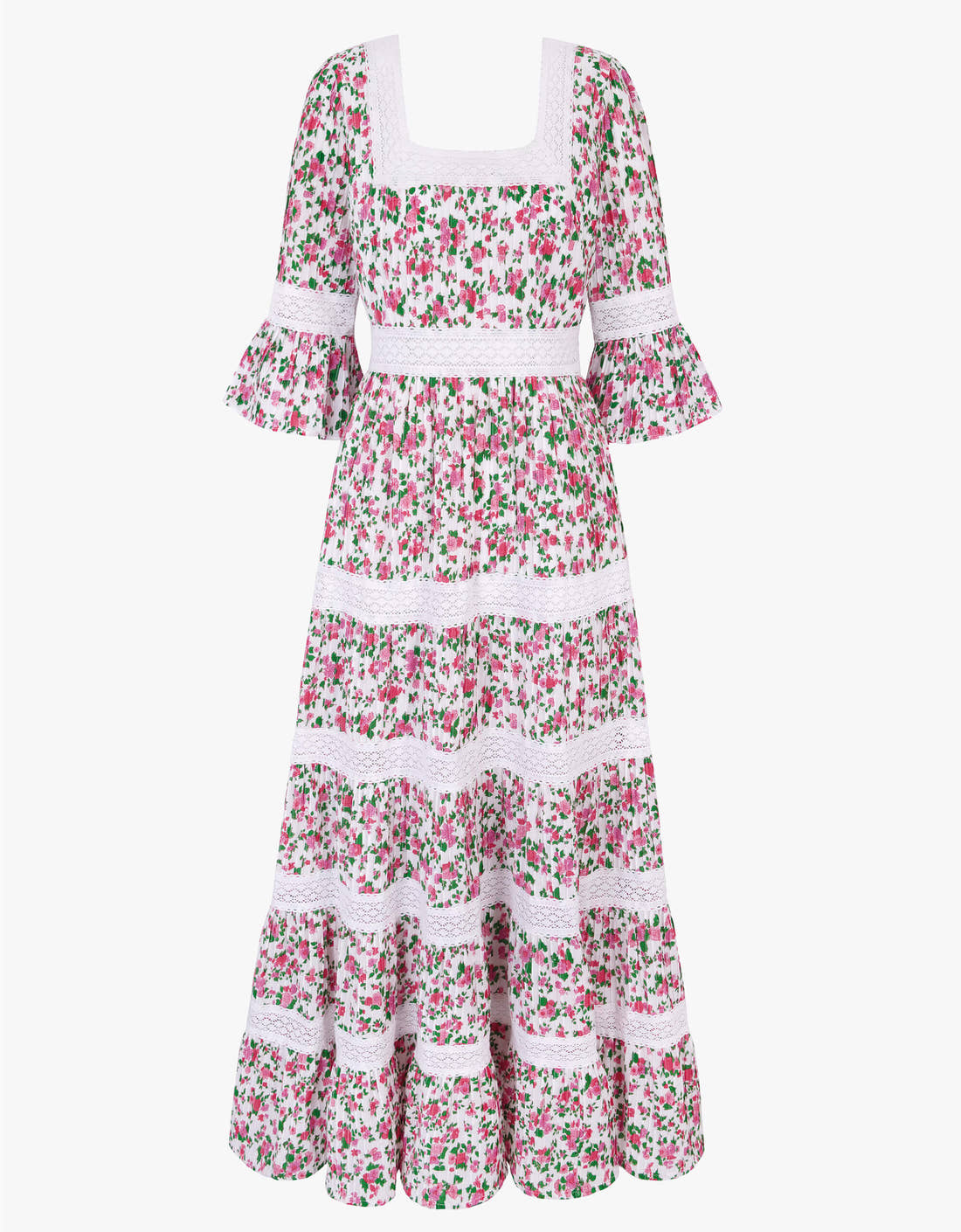printed long dresses with sleeves Zoelnic Women's Fall Long Sleeve Maxi Dress Boho Floral Print V Neck Empire Waist A Line Flowy Dresses, S