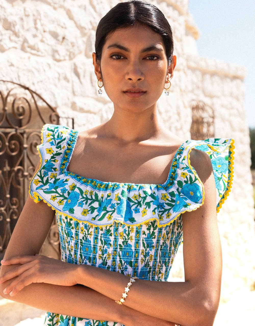 Pink City Prints Hibiscus Border Carrie Dress