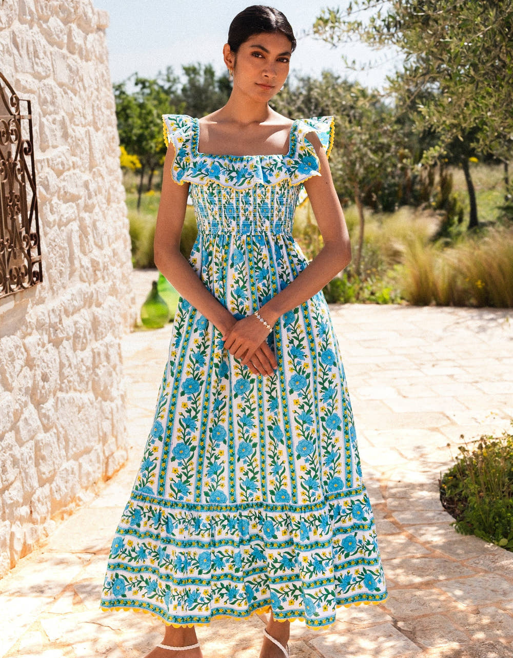 Pink City Prints Hibiscus Border Carrie Dress