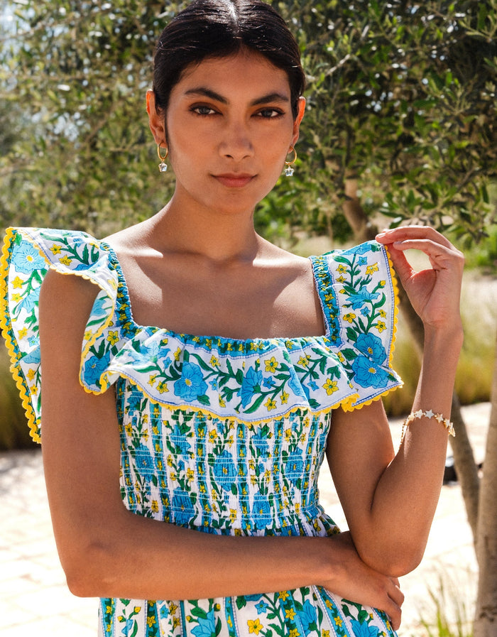 Pink City Prints Hibiscus Border Carrie Dress