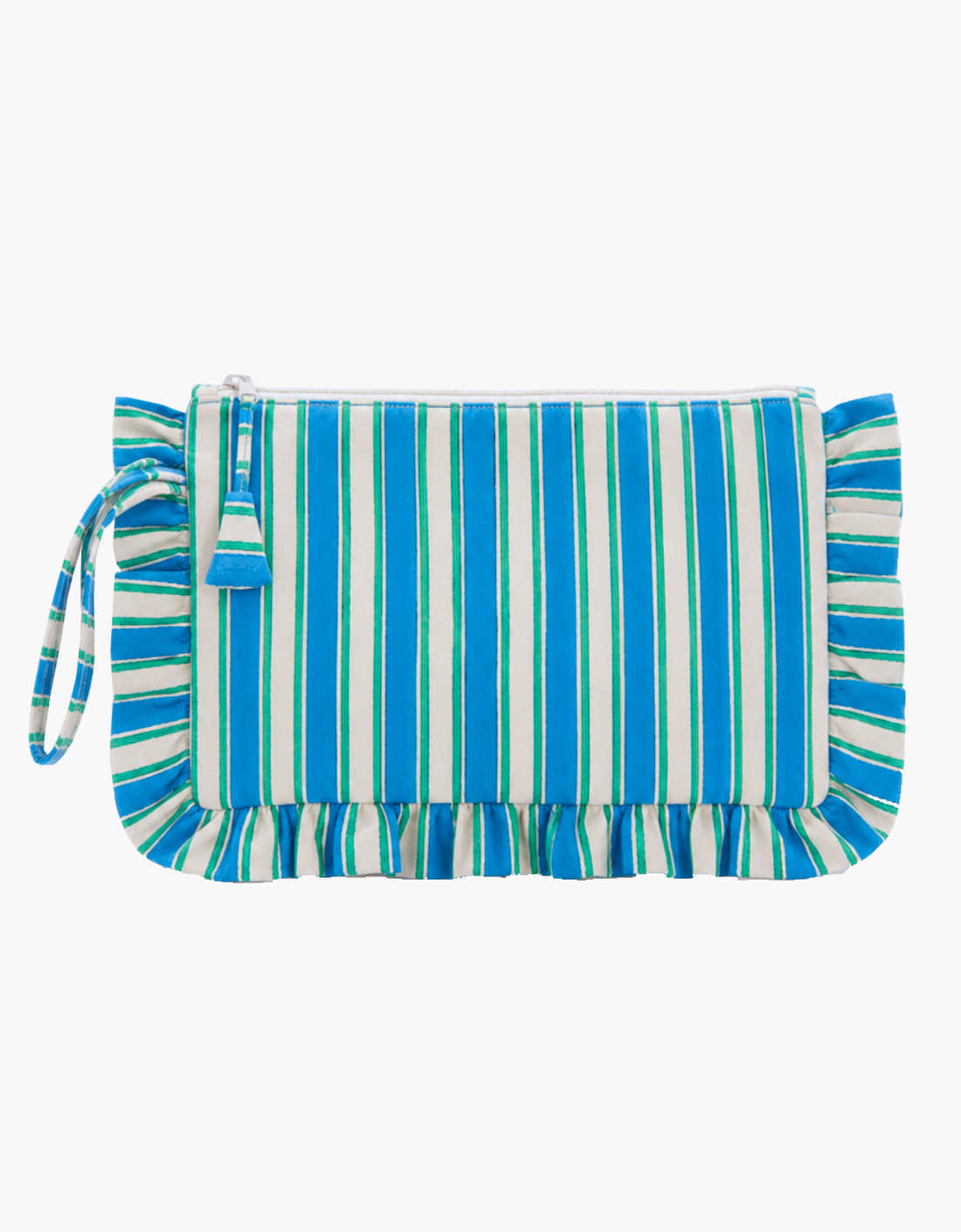 Pink City Prints Lagoon Stripe Ruffle Clutch