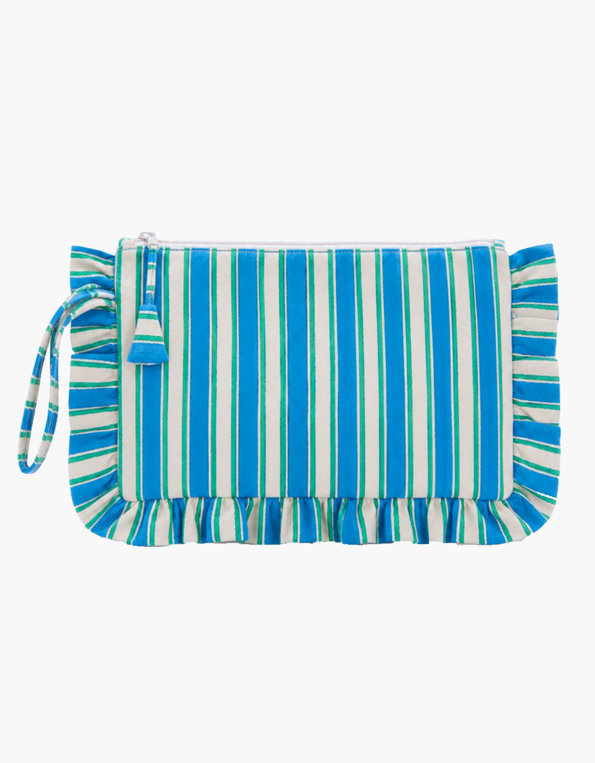 Pink City Prints Lagoon Stripe Ruffle Clutch