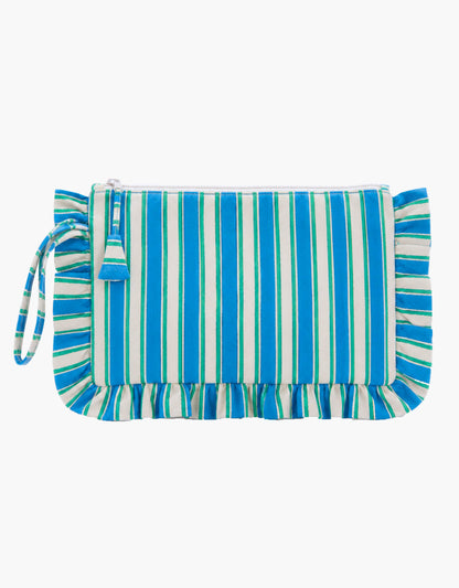 Pink City Prints Lagoon Stripe Ruffle Clutch