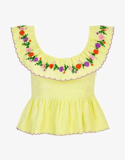 Pink City Prints Lemon Embroidery Nora Top