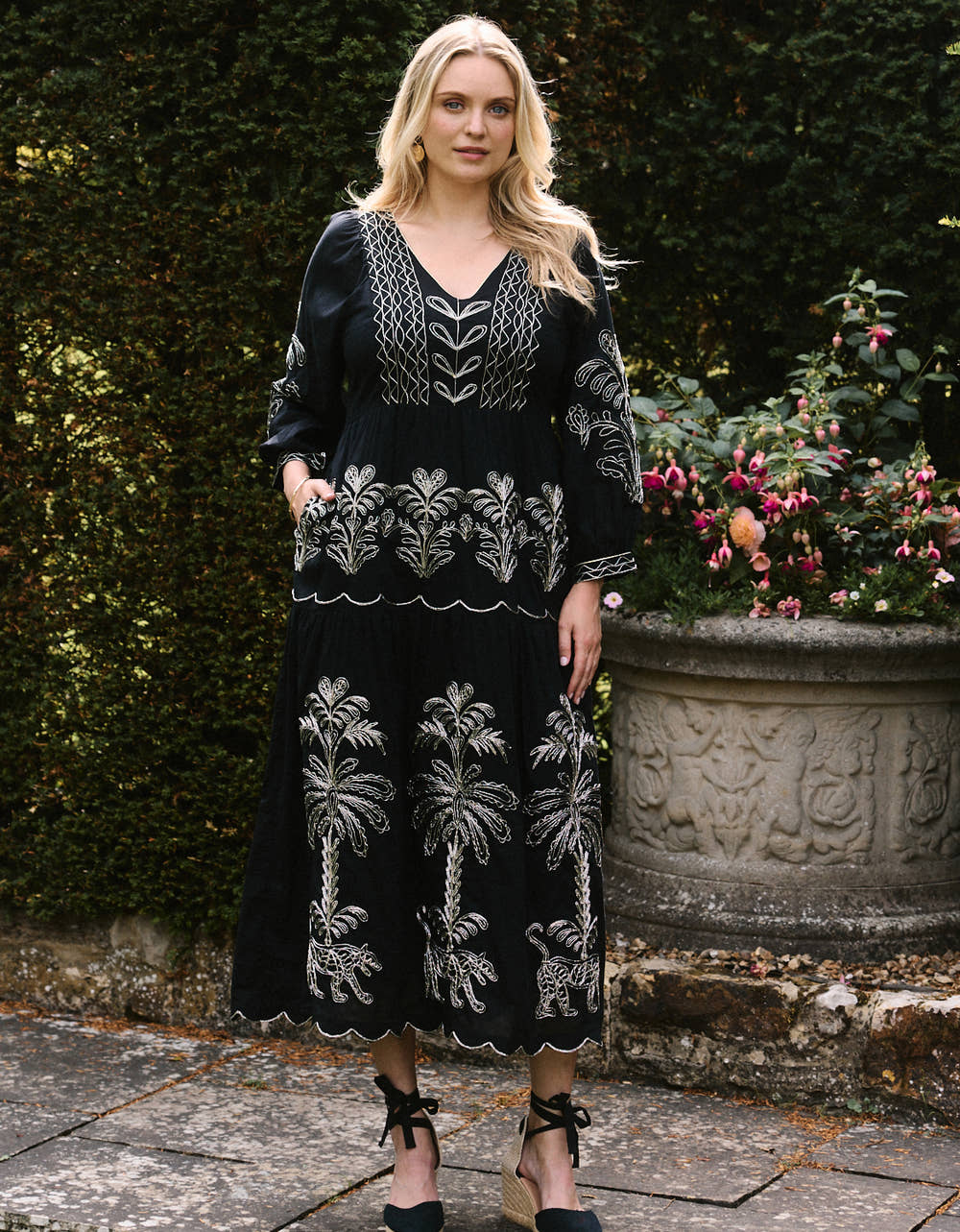 Pink City Prints Leopard Nights Embroidery Laura Dress