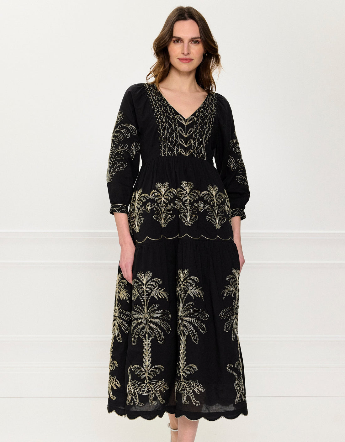 Pink City Prints Leopard Nights Embroidery Laura Dress