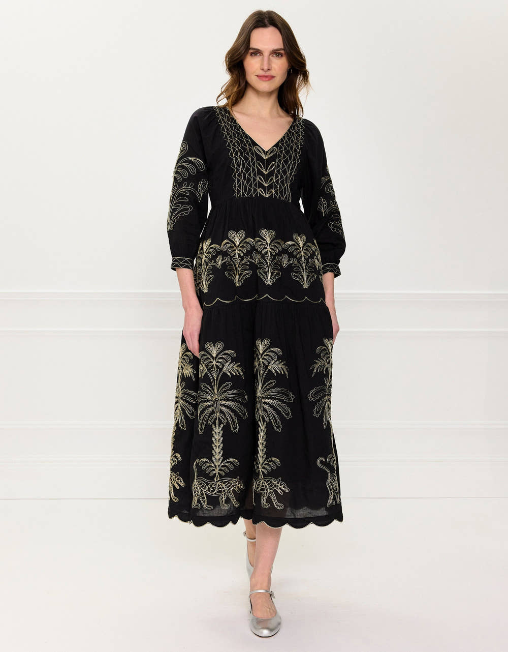 Pink City Prints Leopard Nights Embroidery Laura Dress