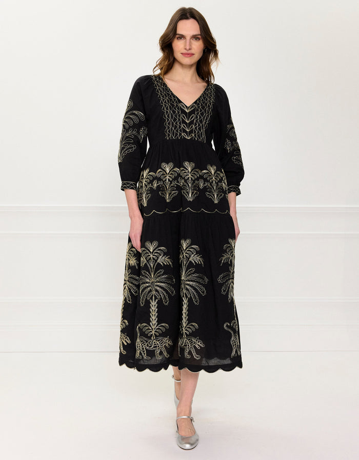 Pink City Prints Leopard Nights Embroidery Laura Dress