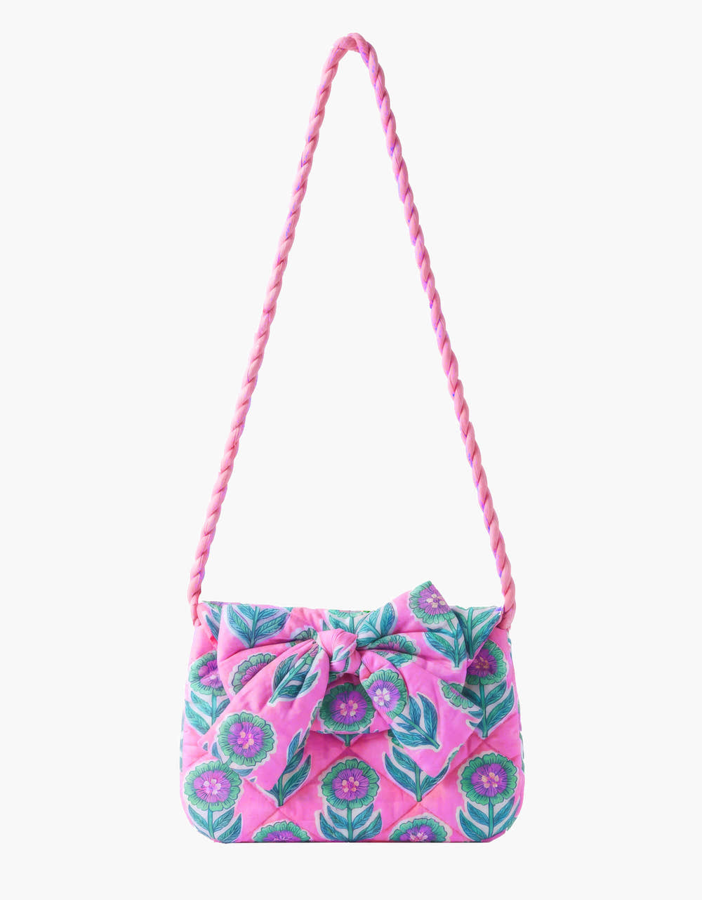 Pink City Prints Lilac Buta Bow Derrick Clutch