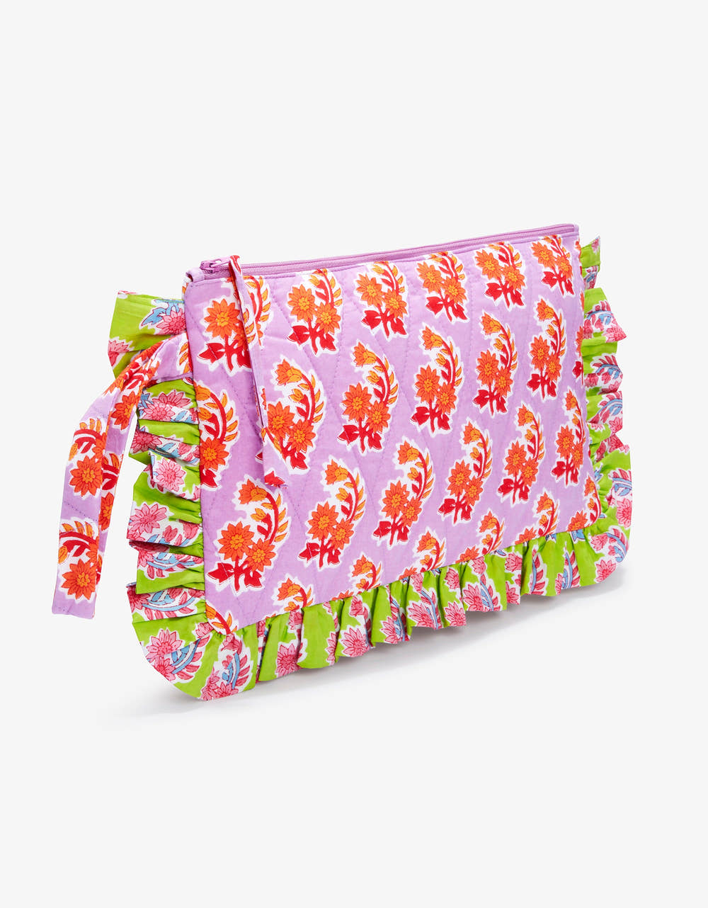 Pink City Prints Lilac Zinnia Ruffle Pouch