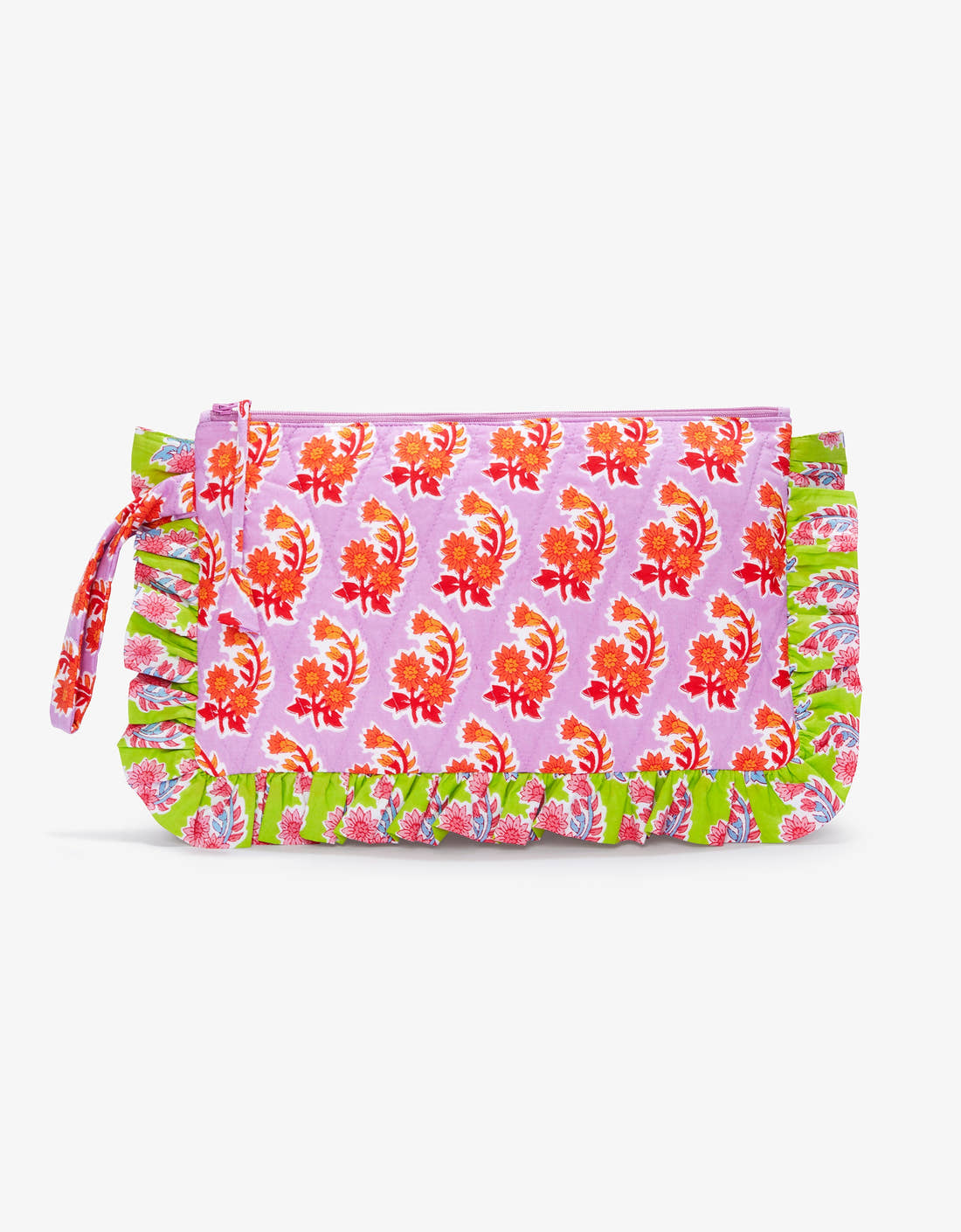 Pink City Prints Lilac Zinnia Ruffle Pouch