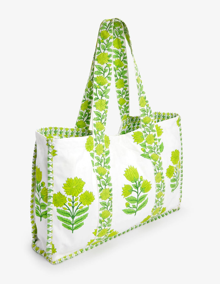 Pink City Prints Lime Border Canvas Tote