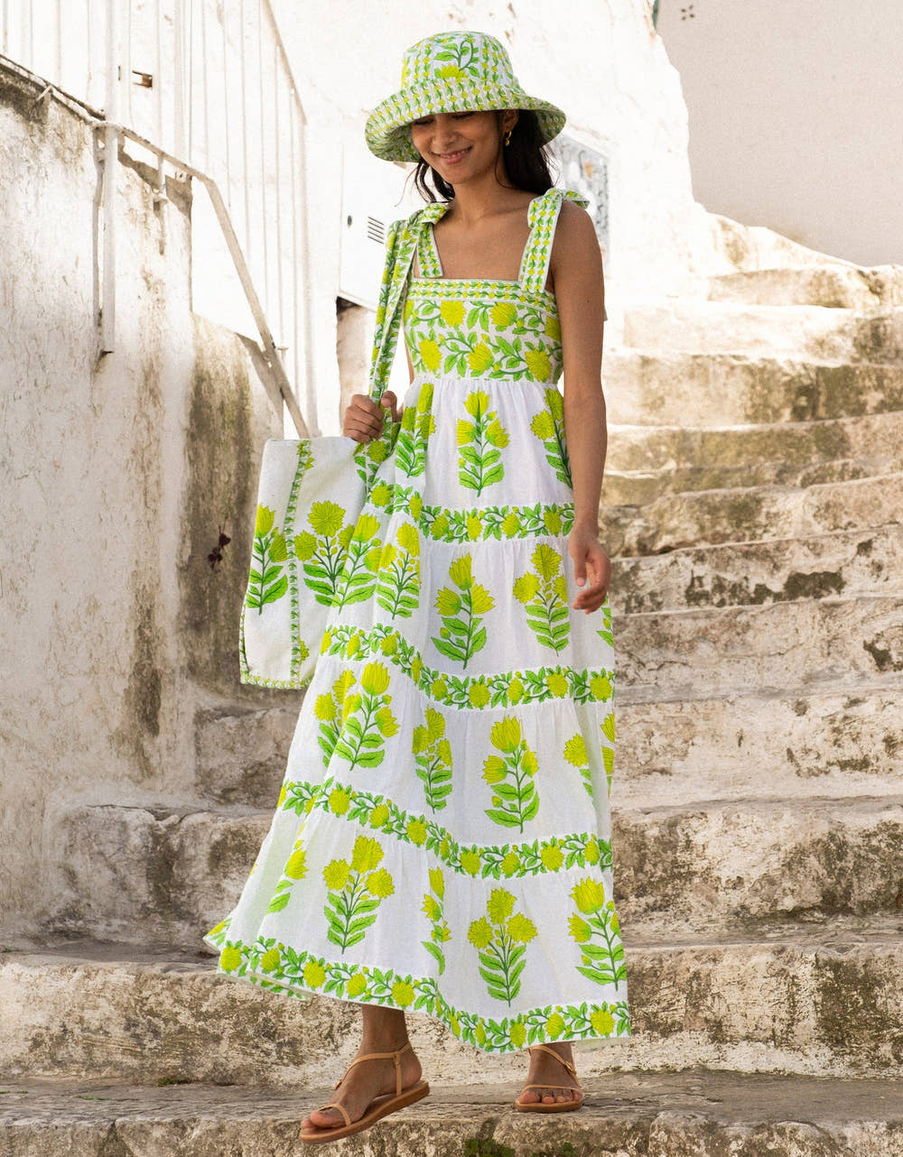 Pink City Prints Lime Border Canvas Tote