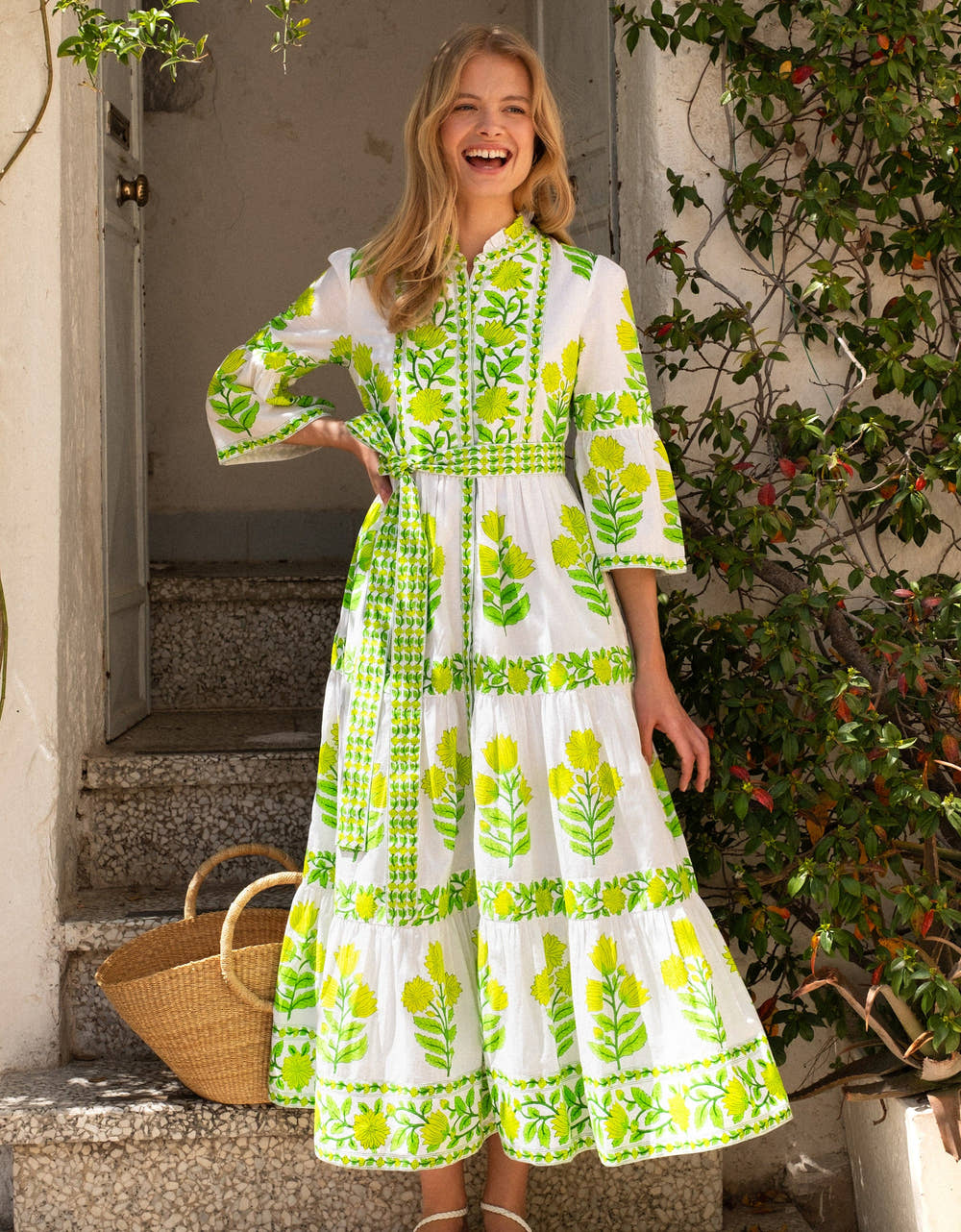 Pink City Prints Lime Botanics Gemma Dress