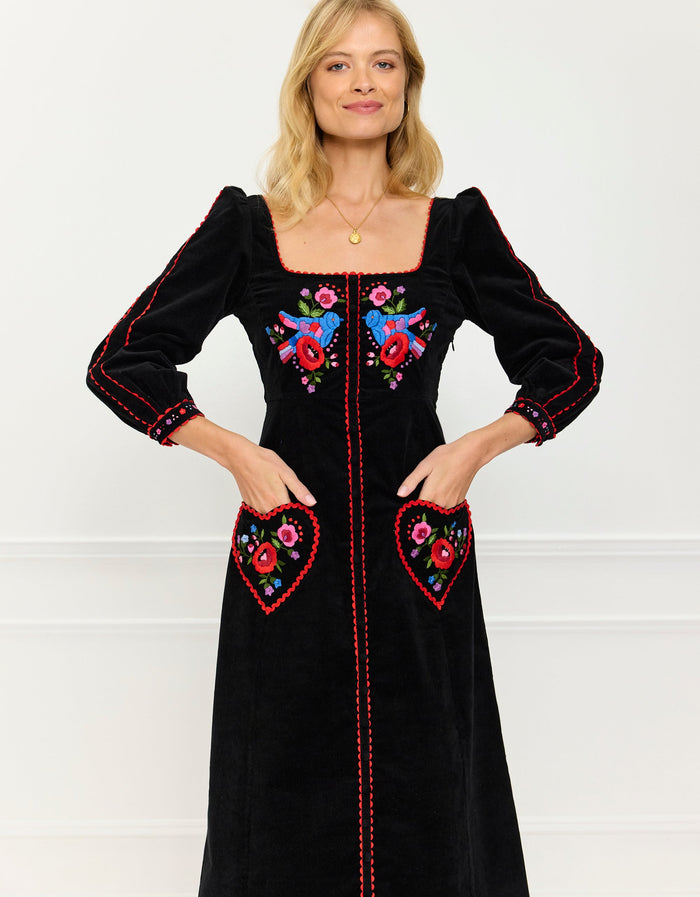 Pink City Prints Love Bird Embroidery Olivia Dress
