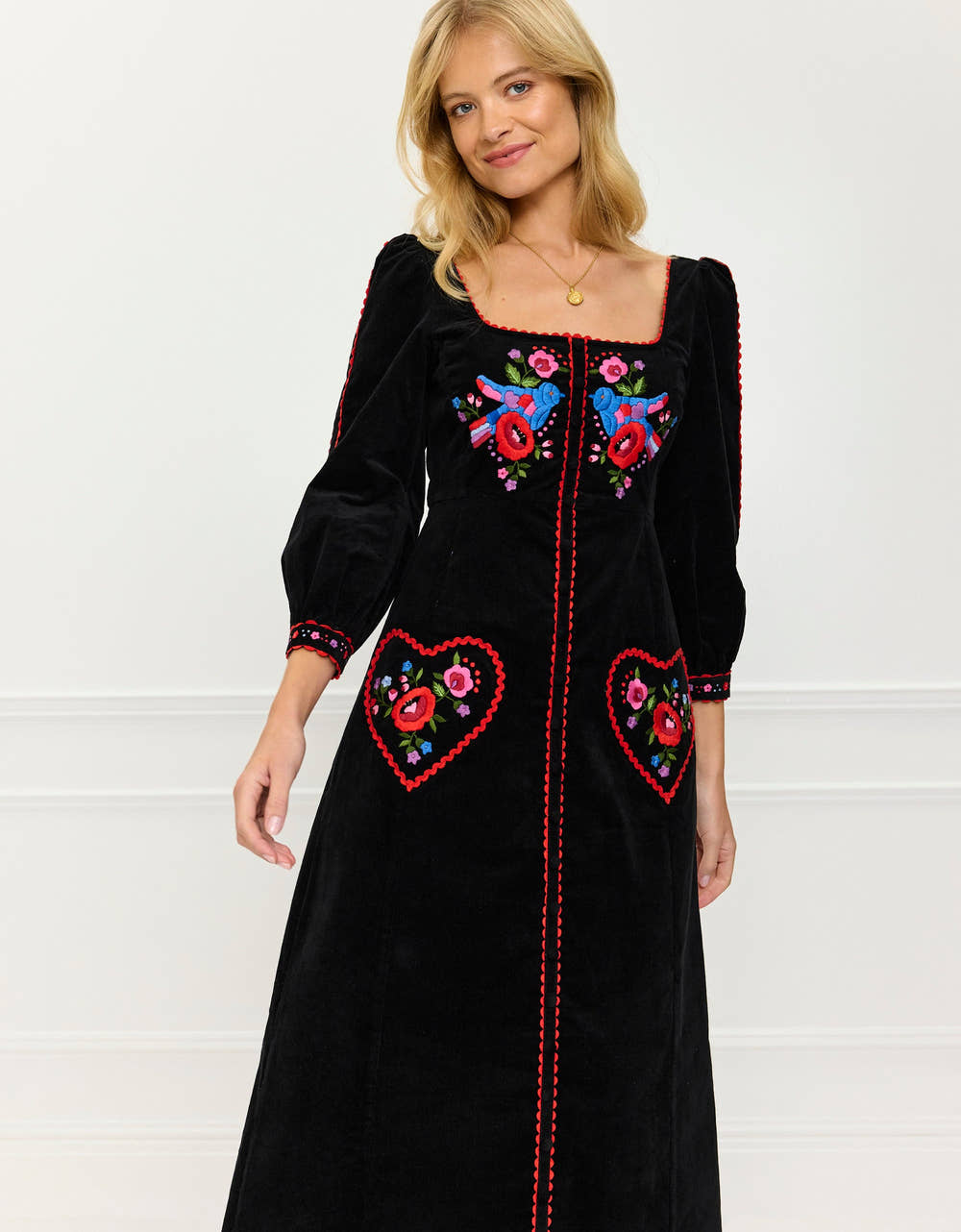 Pink City Prints Love Bird Embroidery Olivia Dress