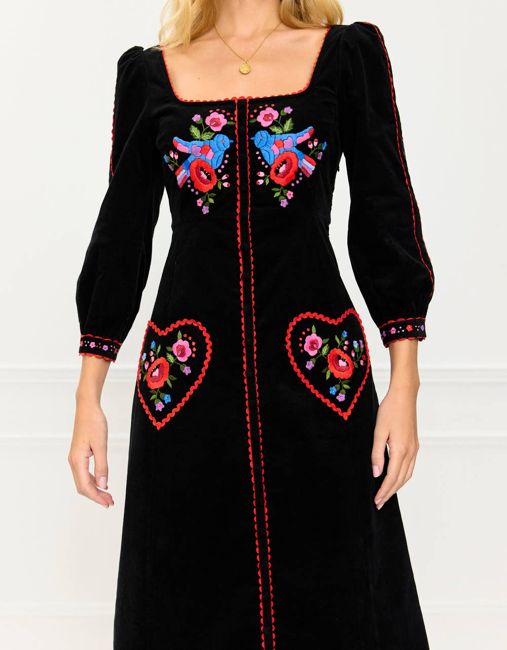 Pink City Prints Love Bird Embroidery Olivia Dress