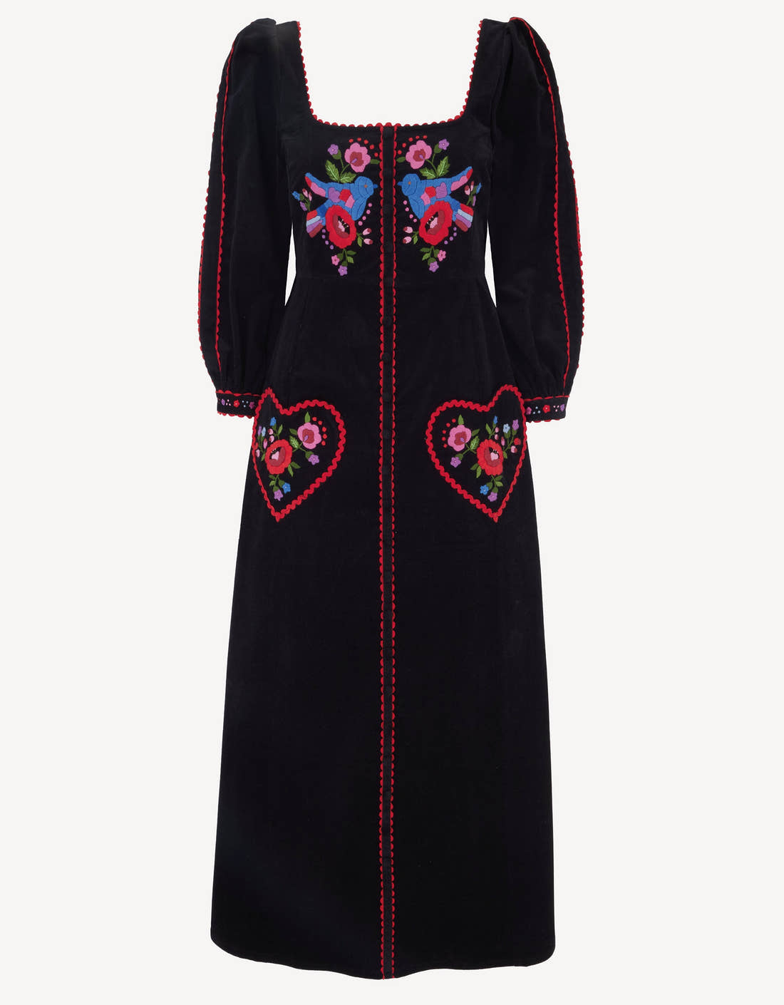Pink City Prints Love Bird Embroidery Olivia Dress