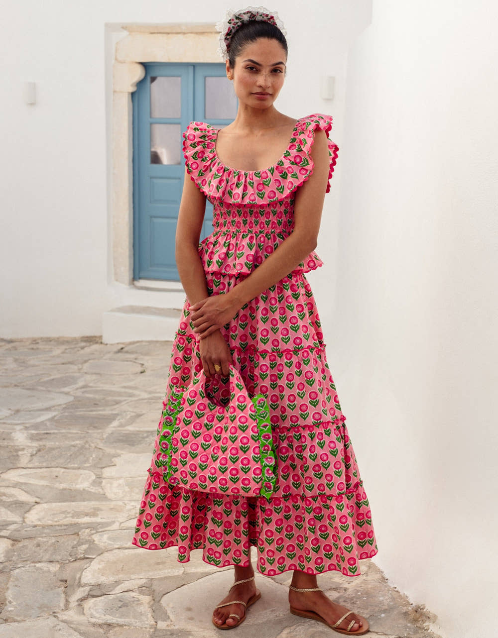 Pink City Prints Marigold Blush Ruffle Clutch