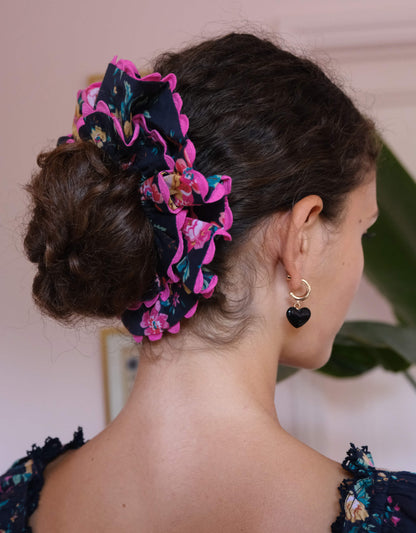 Pink City Prints Midnight Posey Headband and Scrunchie Set