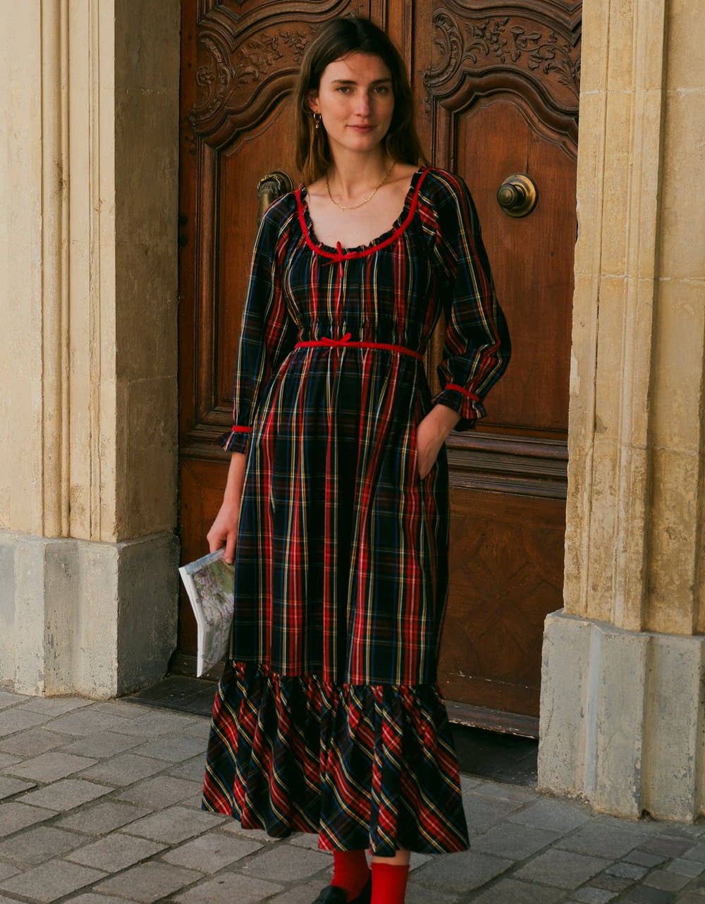 Pink City Prints Midnight Tartan Agatha Dress