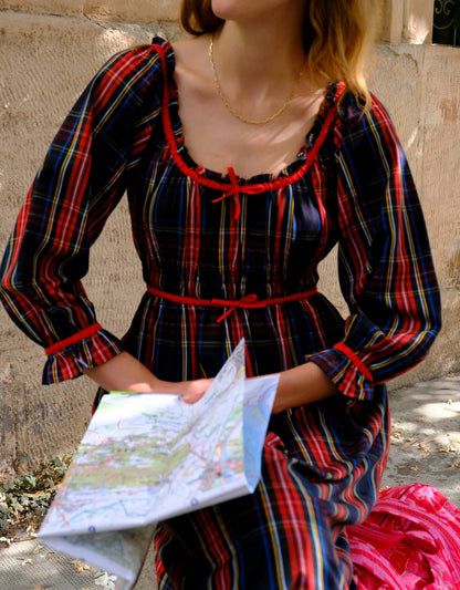 Pink City Prints Midnight Tartan Agatha Dress