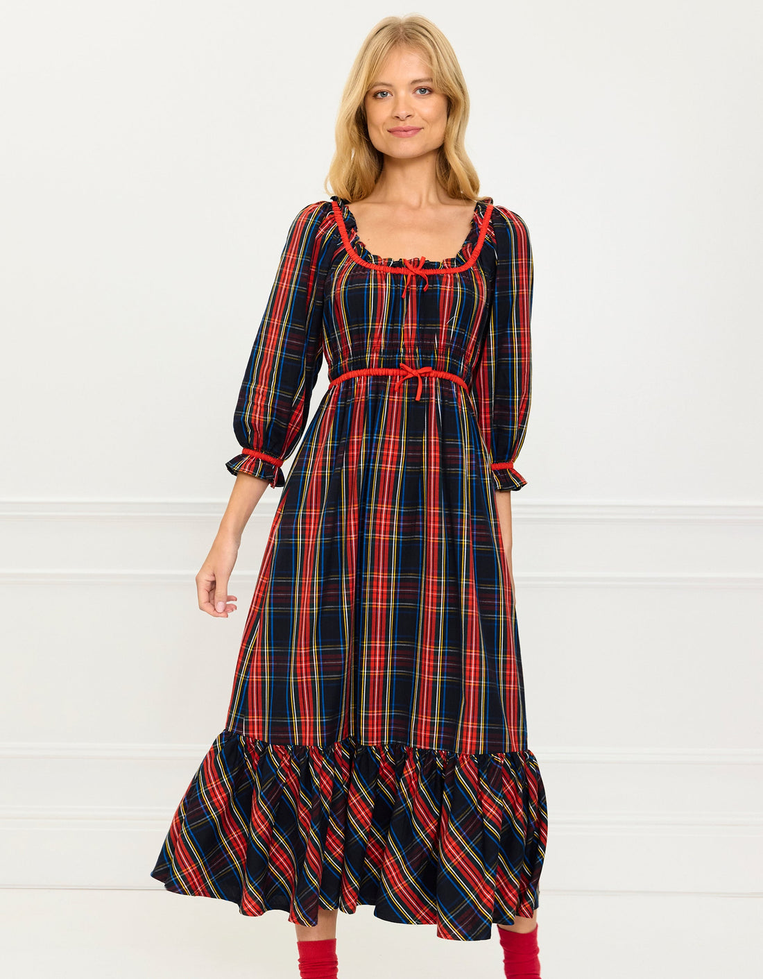 Pink City Prints Midnight Tartan Agatha Dress