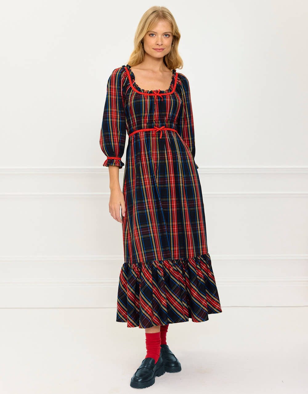 Pink City Prints Midnight Tartan Agatha Dress