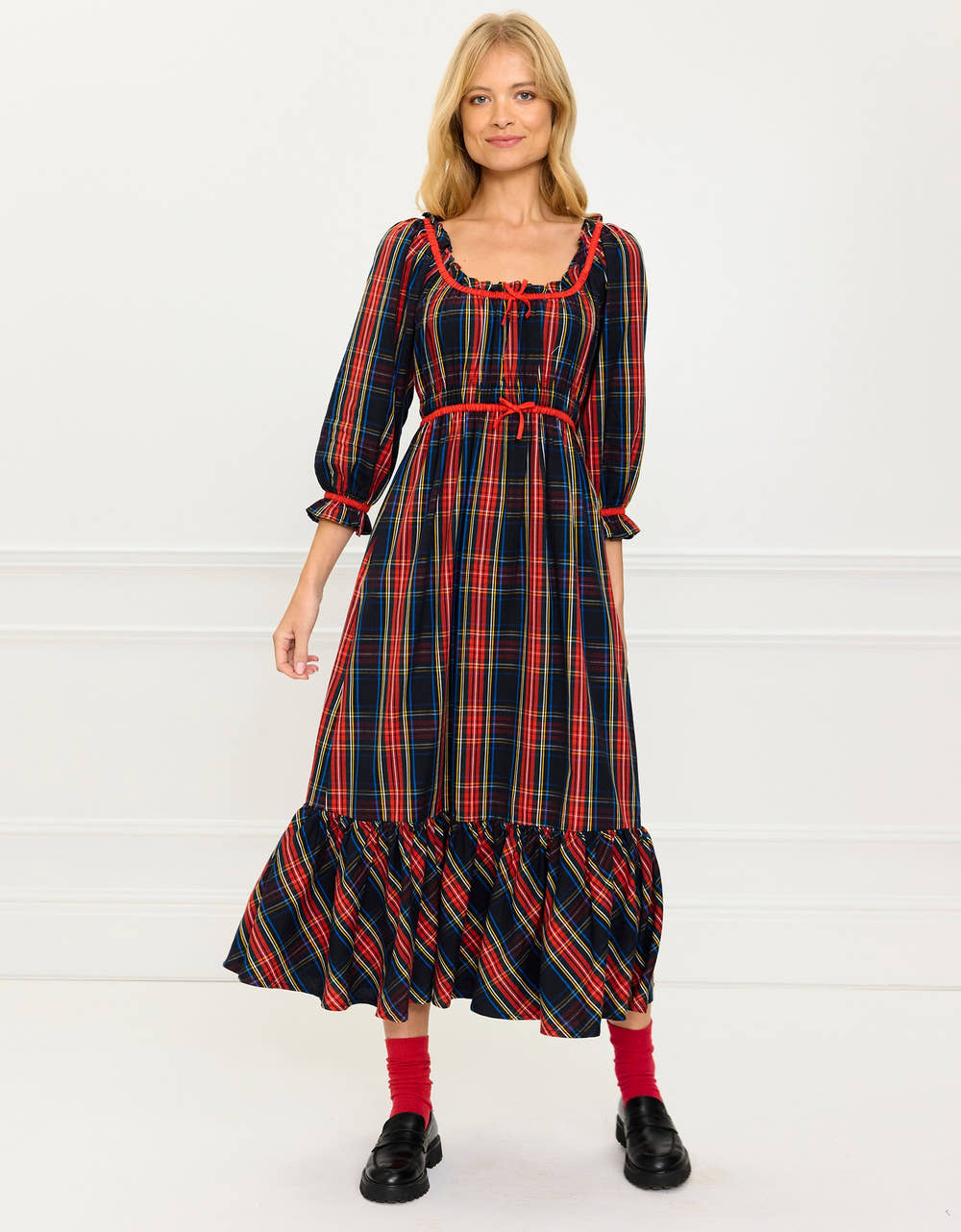 Pink City Prints Midnight Tartan Agatha Dress