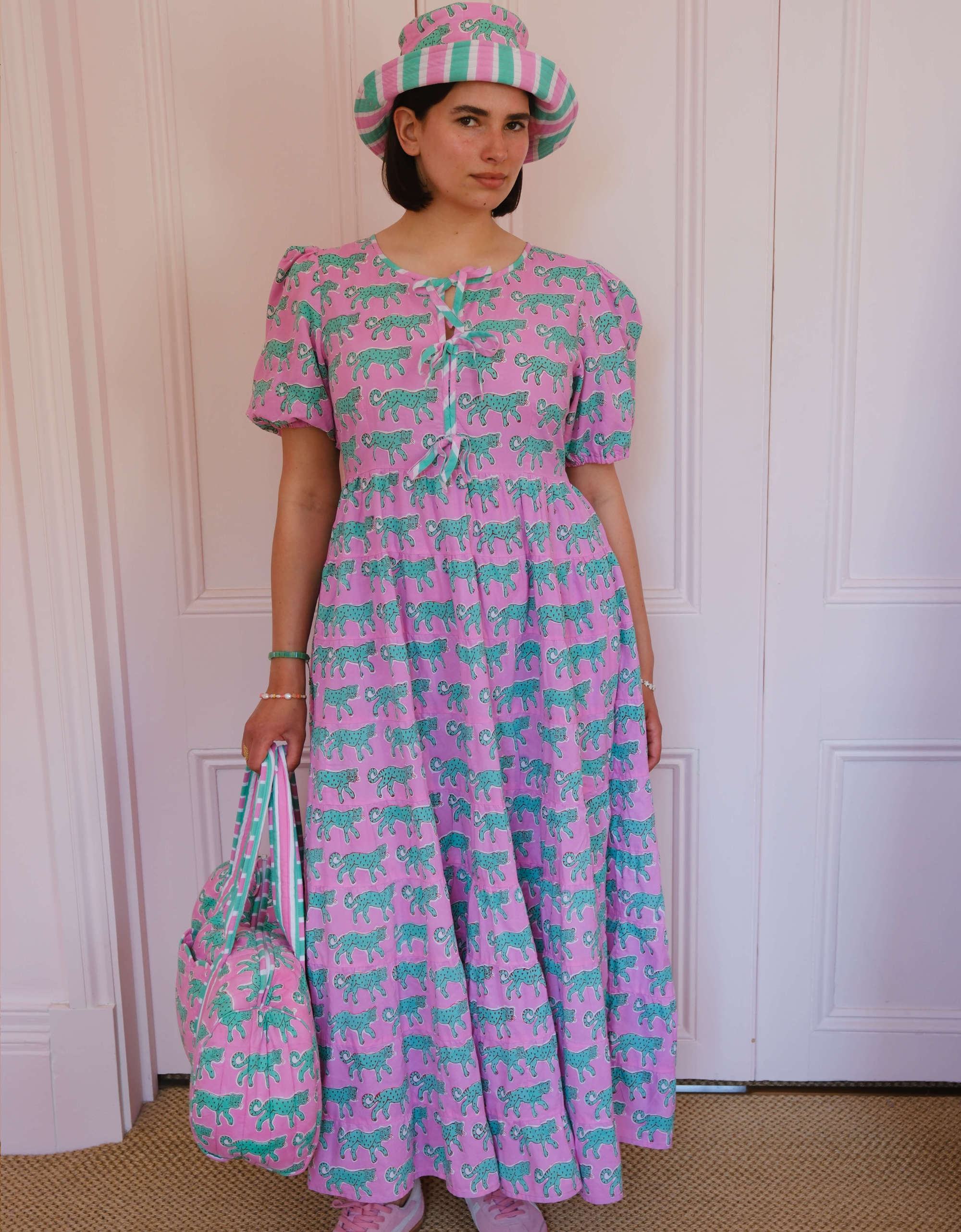 Pink City Prints Mint Leopard Sydney Dress