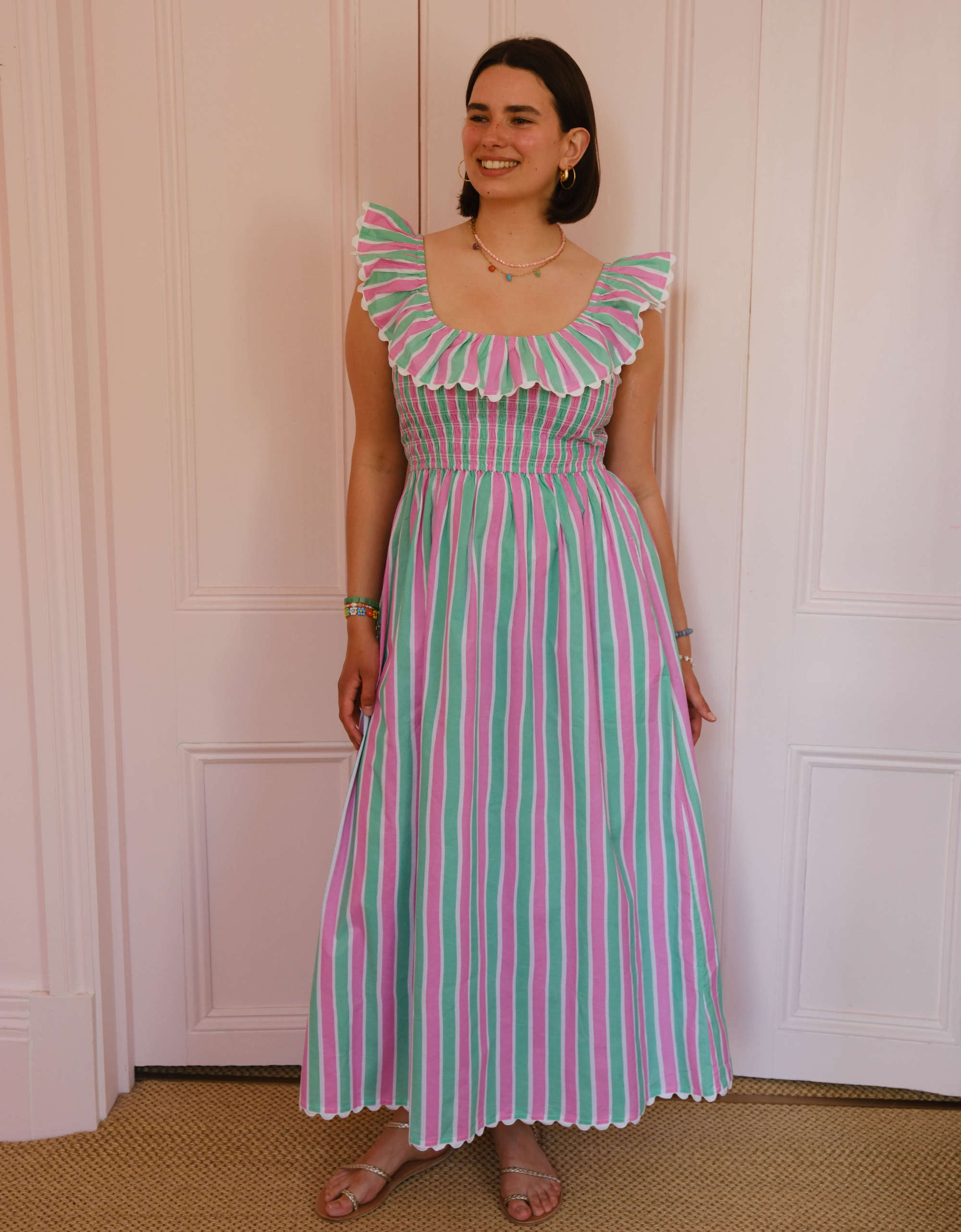 Pink City Prints Mint Stripe Susie Dress