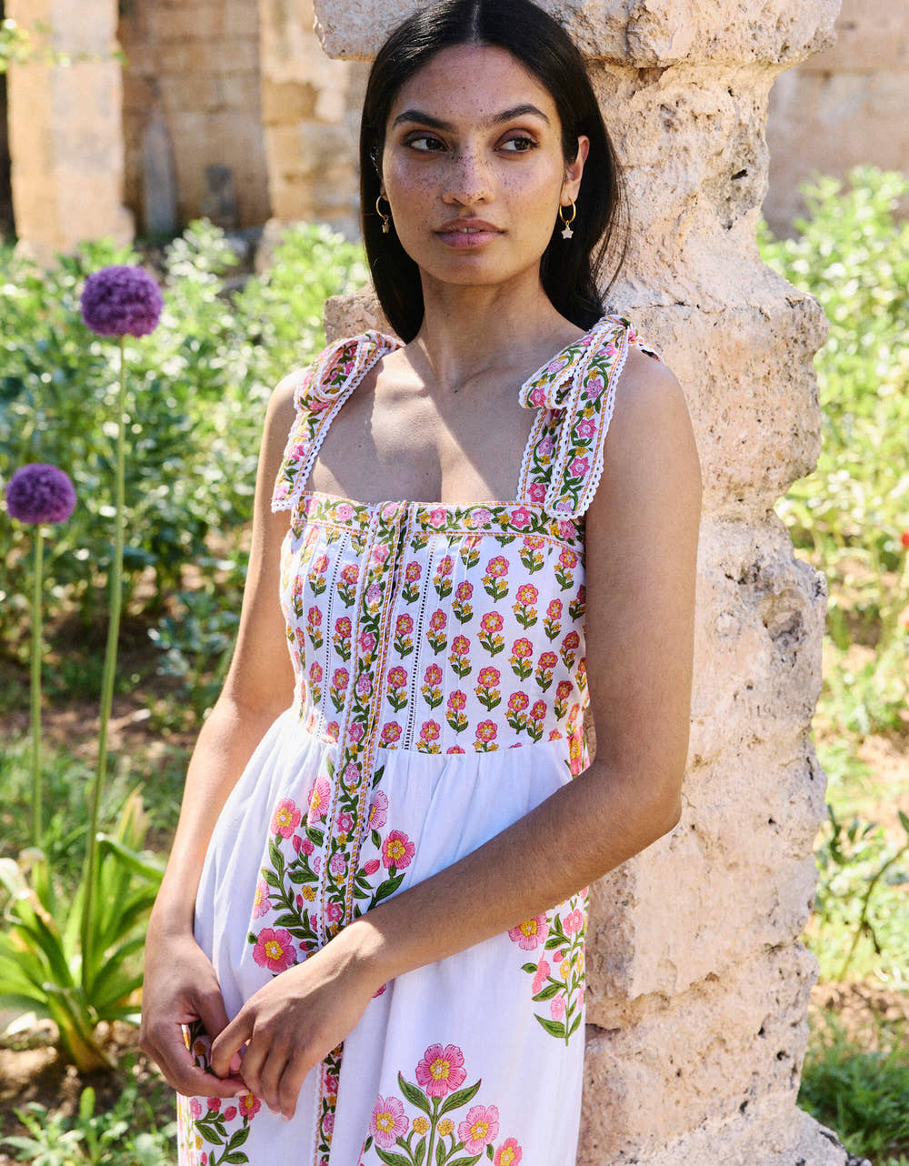 Pink City Prints Mixed Peony Elena Dress