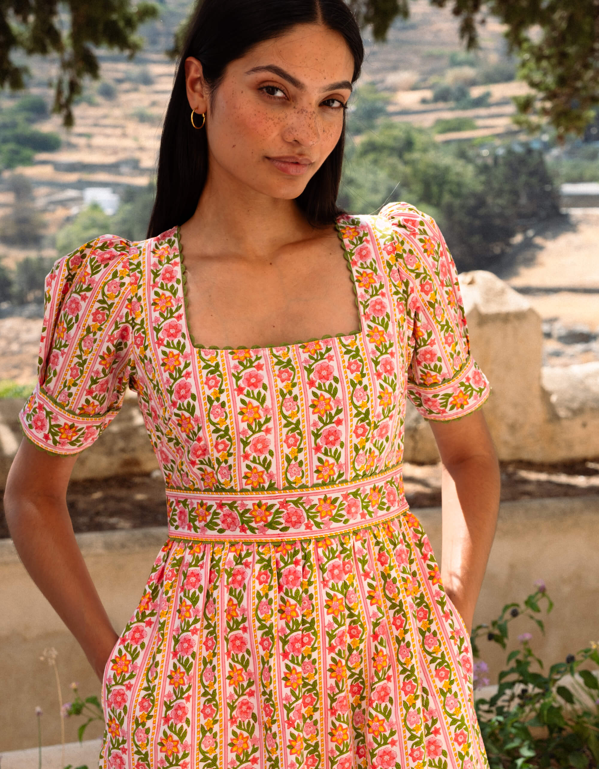 Pink City Prints Mogul Border Evelyn Dress