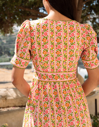 Pink City Prints Mogul Border Evelyn Dress