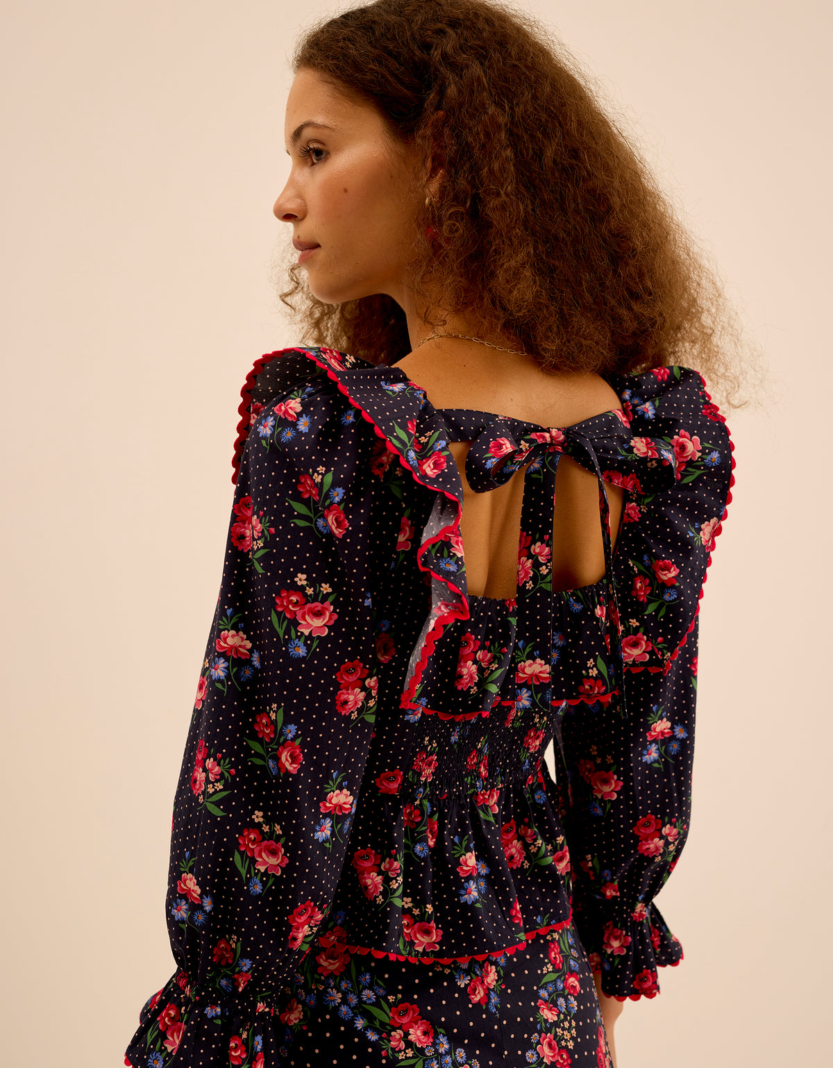 Pink City Prints Navy Rose Mabel Top