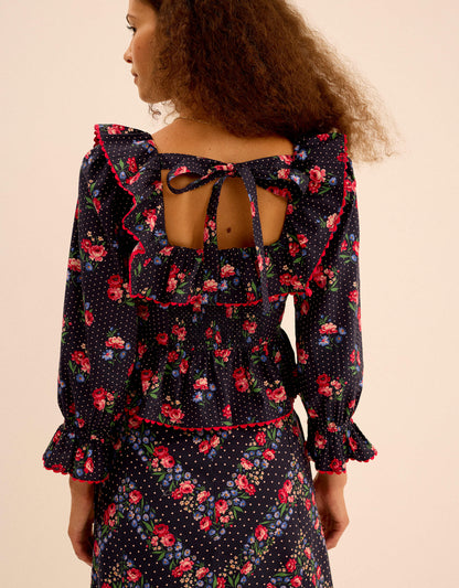 Pink City Prints Navy Rose Mabel Top