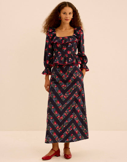Pink City Prints Navy Rose Mabel Top